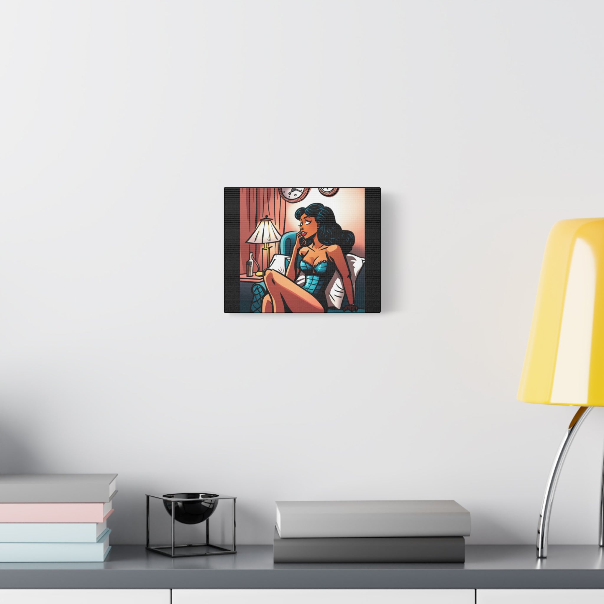 Pin-Up Boudoir Canvas Print — Retro Glam Woman Matte Stretched